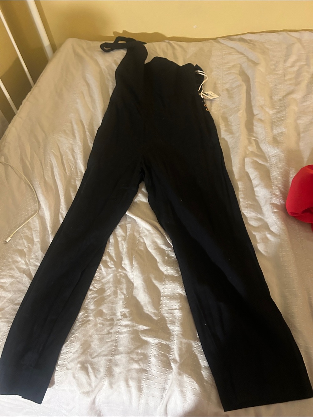 Free People Black One-Shoulder Wide-Leg Jumpsuit